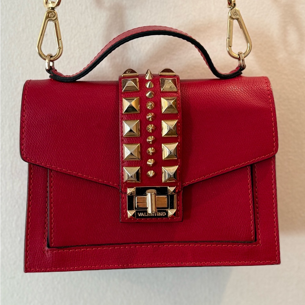 Valentino By Mario Valentino Red Mini Bag with Gold Accents